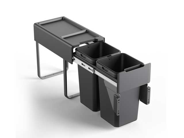 Cestos extraible para mobiliario doble. 2 x 14 L