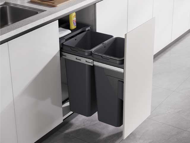 Cestos extraible para mobiliario doble. 2 x 20 L