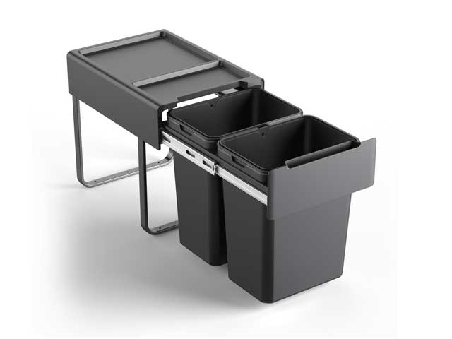 Cestos extraible para mobiliario doble. 2 x 20 L