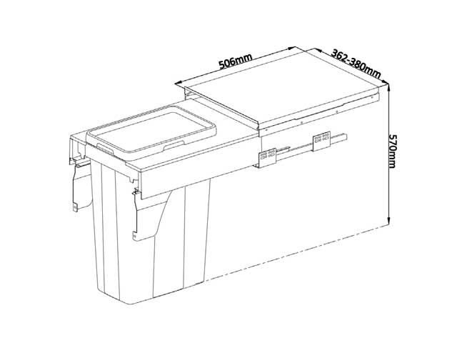 Cestos extraible para mobiliario. 1 x 35 L