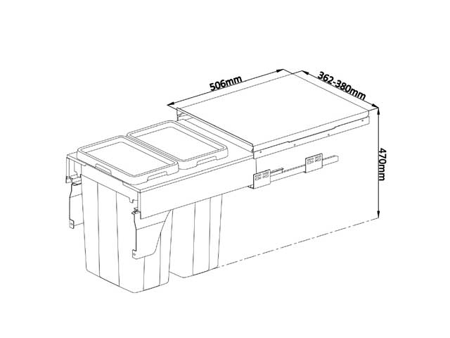 Cestos extraible para mobiliario. 2 x 18 L
