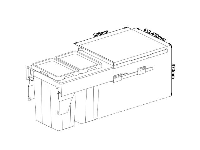 Cestos extraible para mobiliario. 2 x 21 L