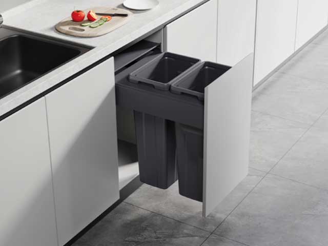 Cestos extraible para mobiliario doble. 2 x 27 L