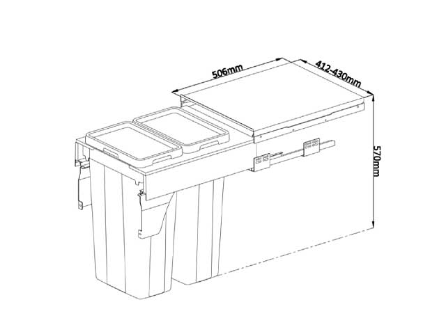 Cestos extraible para mobiliario doble. 2 x 27 L