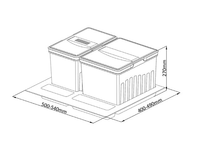 Cestos Individuales para mobiliario. 1 x 15 L, 1 x 20 L