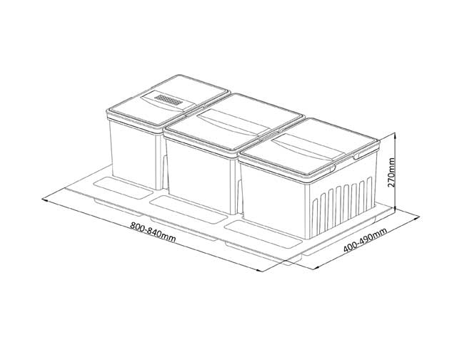 Cestos Individuales para mobiliario. 1 x 15 L, 2 x 20 L