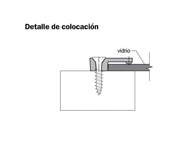 Clip plástico para vidrio sobrepuesto
