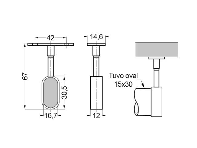 Soporte ciego para perfil oval