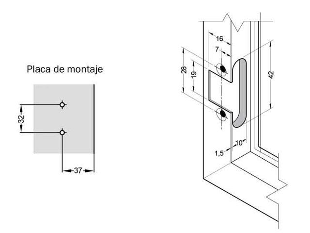 Bisagra clip para marco de aluminio con Soft Closing