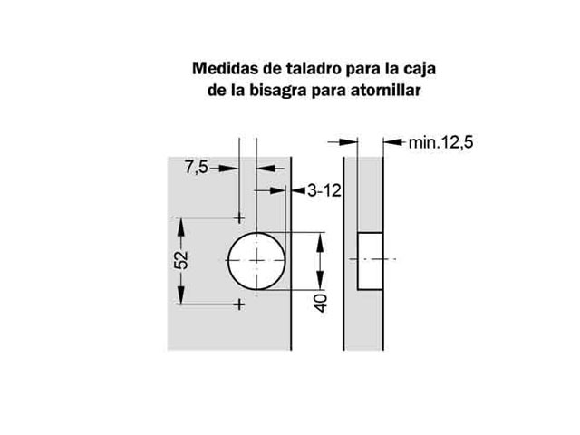 Bisagra para puertas de espesor Ø40