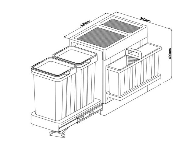 Cesto extraíble para puerta 2x10 L