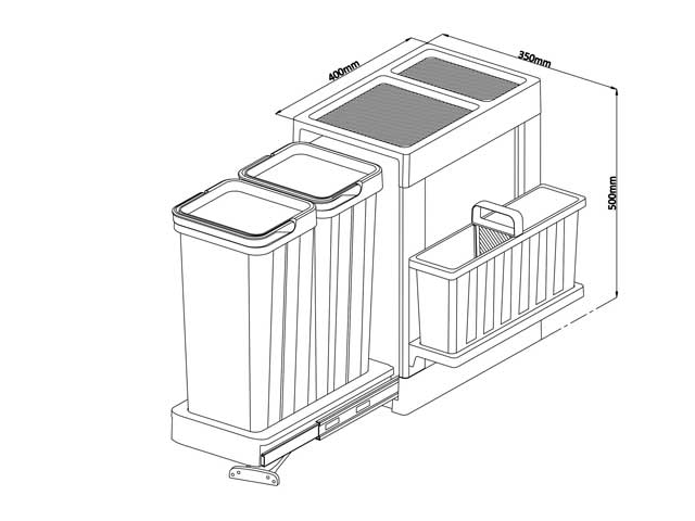 Cesto extraíble para puerta 2x13 L