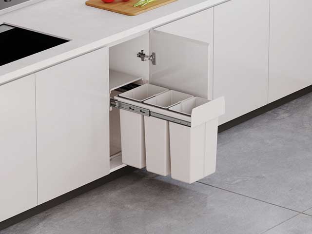 Cesto extraíble solo para puerta giratoria. 3 x 10 L