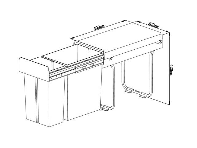 Cesto extraíble solo para puerta giratoria. 1 x 10 L + 1 x 20 L