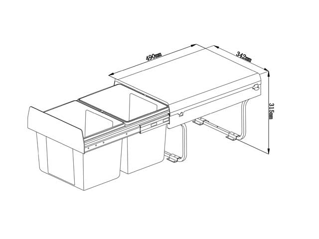 Cesto extraíble solo para puerta giratoria. 2 x 15 L