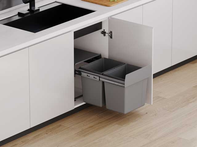 Cesto extraíble solo para puerta giratoria. 2 x 18 L