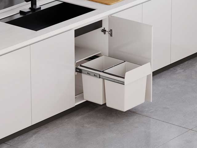 Cesto extraíble solo para puerta giratoria. 2 x 18 L