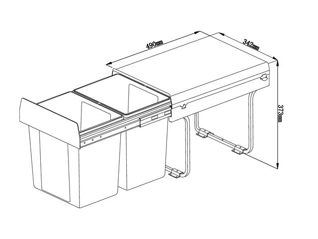 Cesto extraíble solo para puerta giratoria. 2 x 18 L