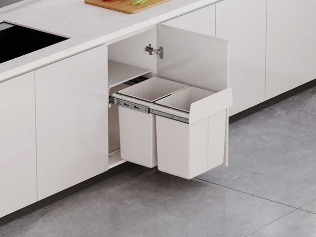 Cesto extraíble solo para puerta giratoria. 2 x 20 L
