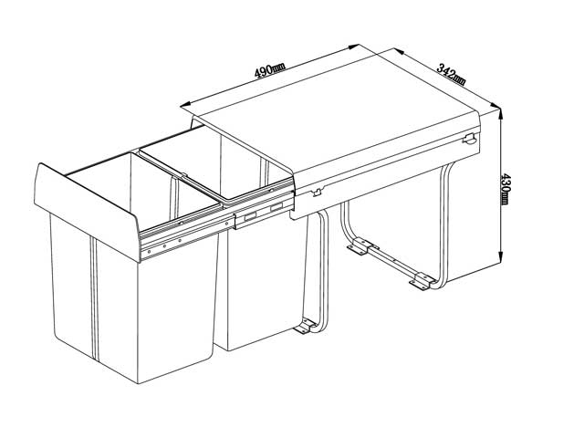 Cesto extraíble solo para puerta giratoria. 2 x 20 L