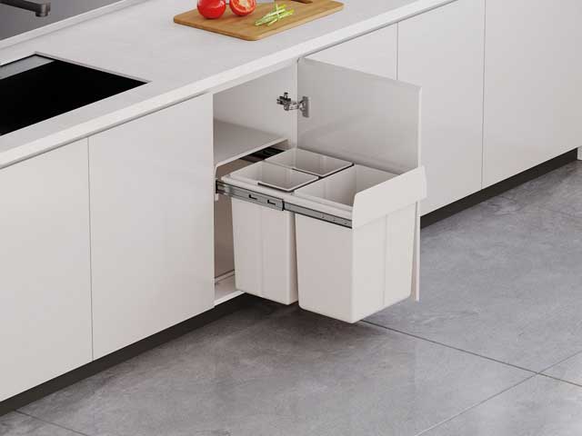 Cesto extraíble solo para puerta giratoria. 2 x 10 L + 1 x 20 L