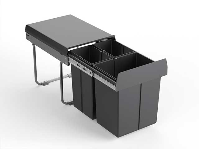 Cesto extraíble solo para puerta giratoria. 2 x 10 L + 1 x 20 L