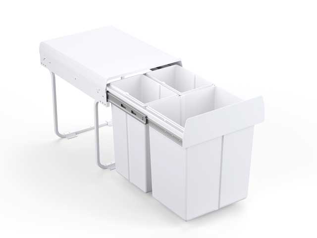 Cesto extraíble solo para puerta giratoria. 2 x 10 L + 1 x 20 L