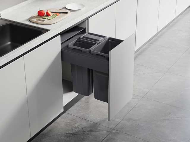 Cesto extraíble para mobiliario 2 x 9 L + 1 x 21 L