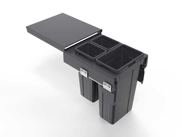 Cesto extraíble para mobiliario 2 x 9 L + 1 x 21 L