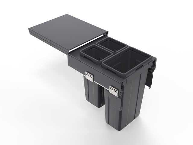 Cesto extraíble para mobiliario 2 x 9 L + 1 x 27 L