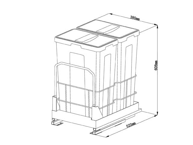 Cestos individuales para mobiliario 2 x 35 L