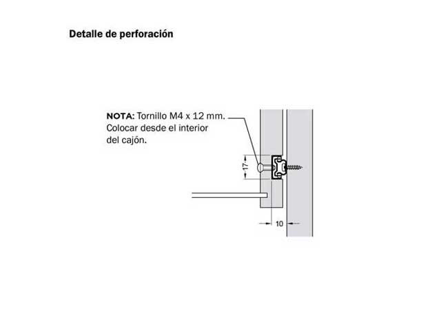 Guía a bolillas tipo colisa. Altura 17 mm. Capacidad de carga 10 kg.