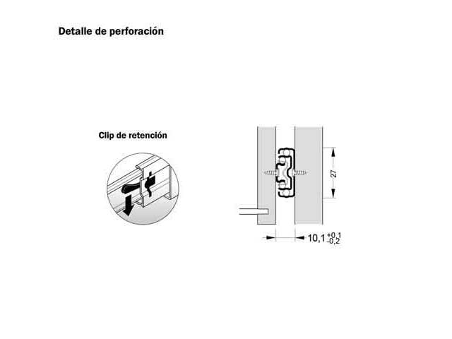 Guía telescópica con sobreextensión. Altura 30 mm. Capacidad de carga 20 kg.
