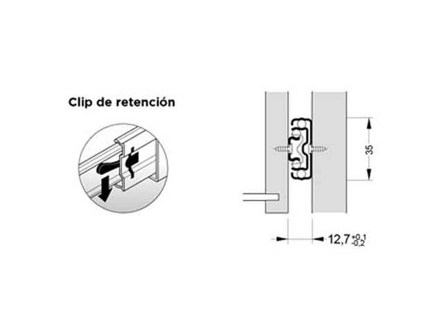 Guía telescópica Soft Closing.Altura 35 mm. Capacidad de carga 25 kg.