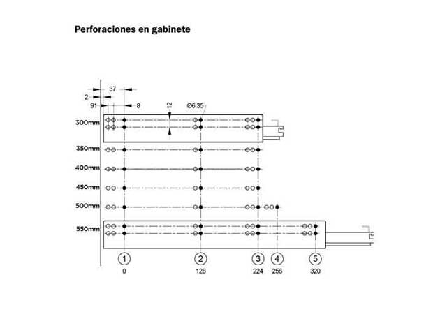 Guía oculta Soft Closing. Extensión total Capacidad de carga 30 kg